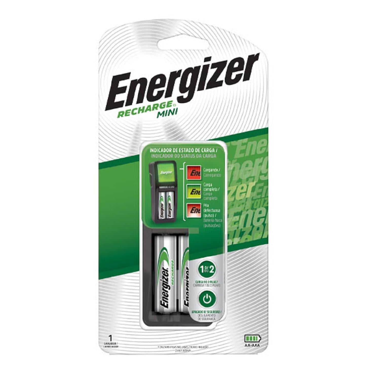 Cargador de Pilas MINI Energizer + 2 Pilas AAA Energizer